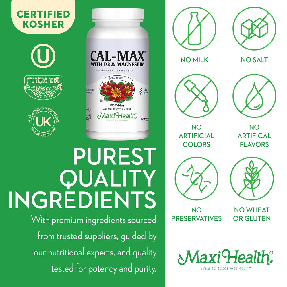 Maxi Health Cal Max glossy packaging signals premium quality.