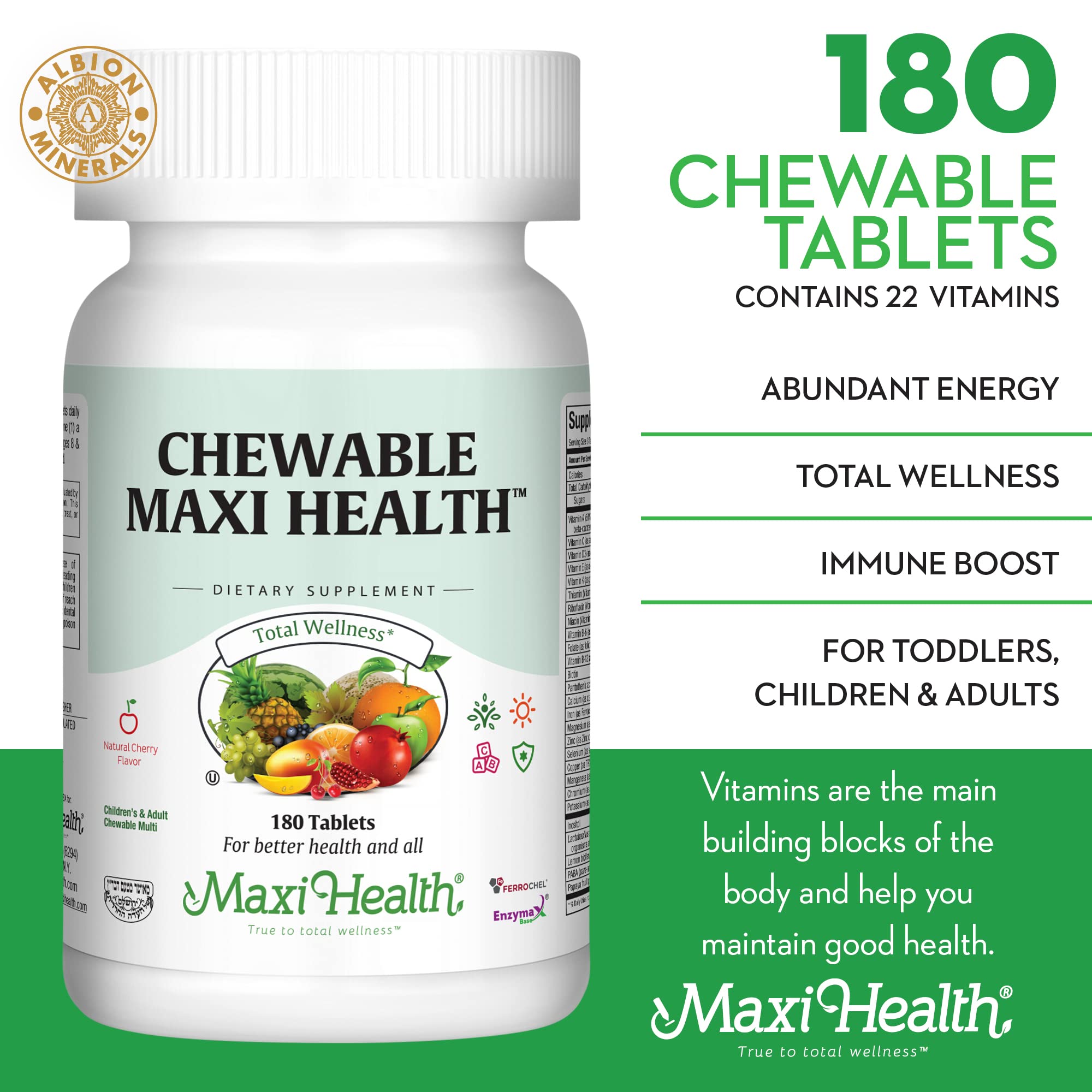 Ages 4 to 8 dosage chart recommends two chewables per day.