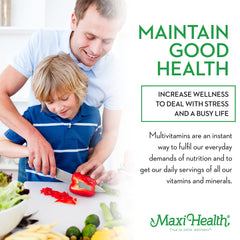 Kosher certified Maxi Health multivitamin label with pure ingredients.