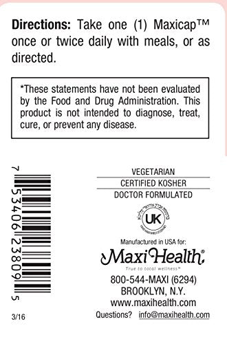 Maxi Health COQ10 100mg liquid caps seal of kosher certification.