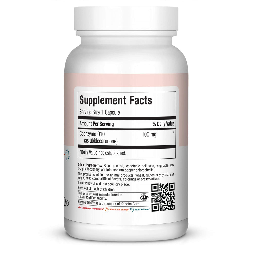 Maxi Health COQ10 100mg liquid caps pour for daily energy support.