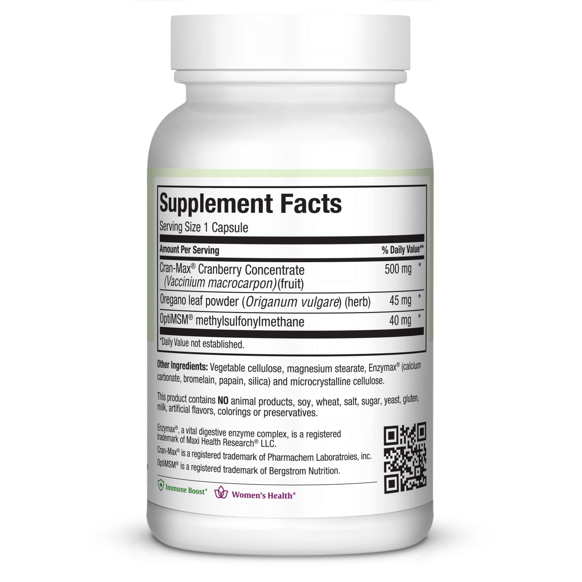 Maxi Health Cran-Max Supreme capsules close-up emphasizing immune support potential