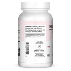 Maxi Health Hi-Po Dophilus packaging emphasizes kosher, vegan, and dairy-free formulation.