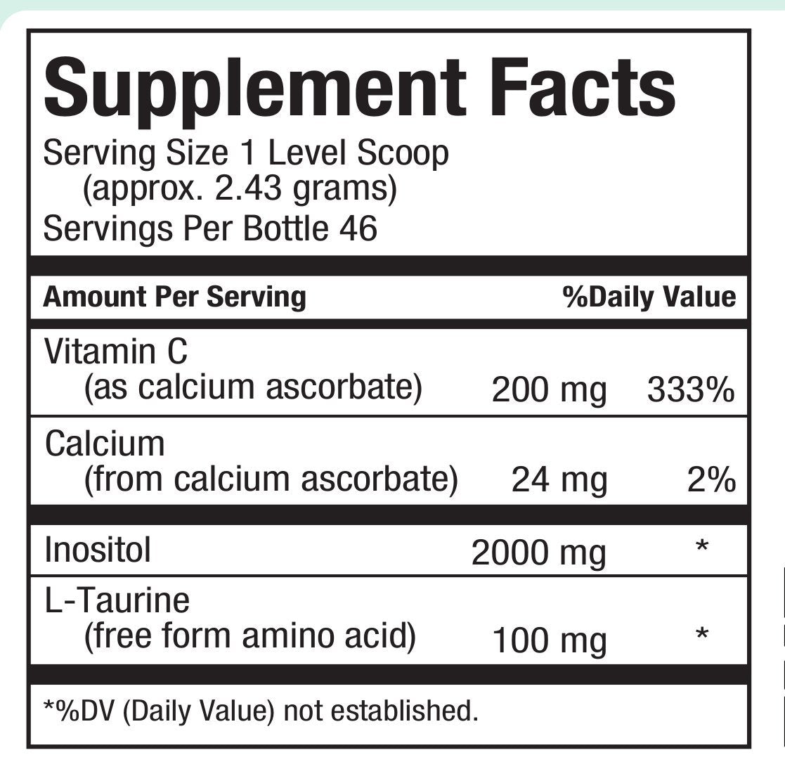 Maxi Health Inositol powder with scoop ready to mix.