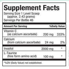 Maxi Health Inositol powder with scoop ready to mix.