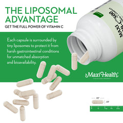 Kosher-certified Maxi Health Lipizorb-C capsules emphasize non-GMO status.