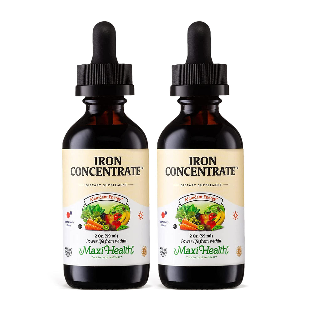 Maxi Health liquid iron 15mg bottle supports daily iron intake