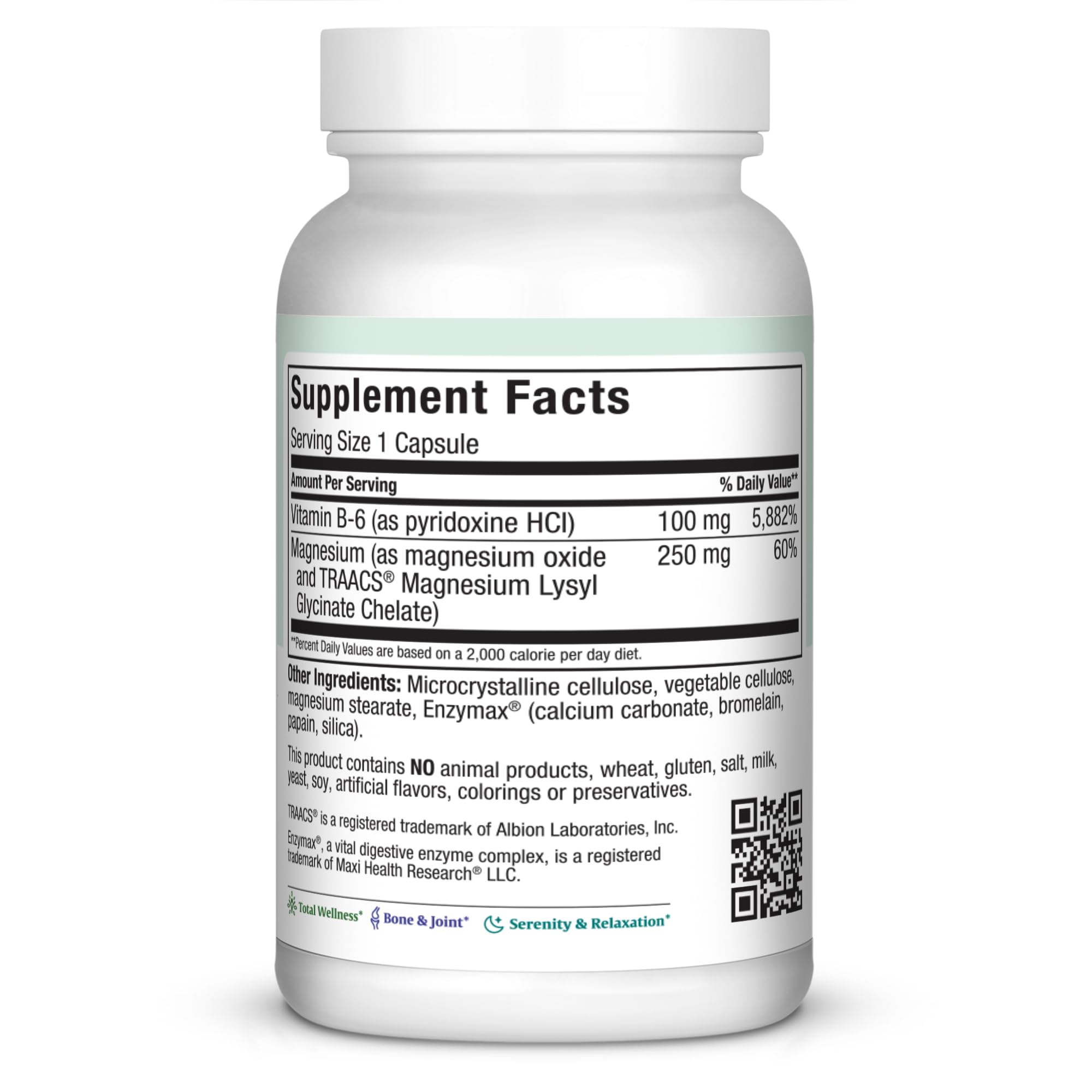 Maxi Health MAG 6 capsules poured to illustrate daily supplement routine