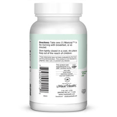 Close-up of Maxi Health MAG 6 label highlighting kosher and gluten-free features