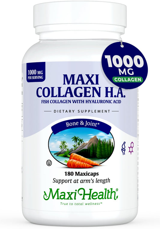 Maxi Health Marine Collagen Pills bottle with 1000 mg for joint support