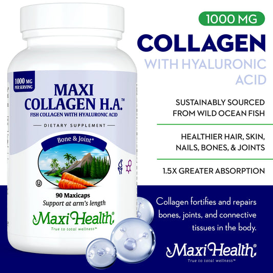 Maxi Health Marine Collagen Pills capsules with smooth texture for easy daily intake.