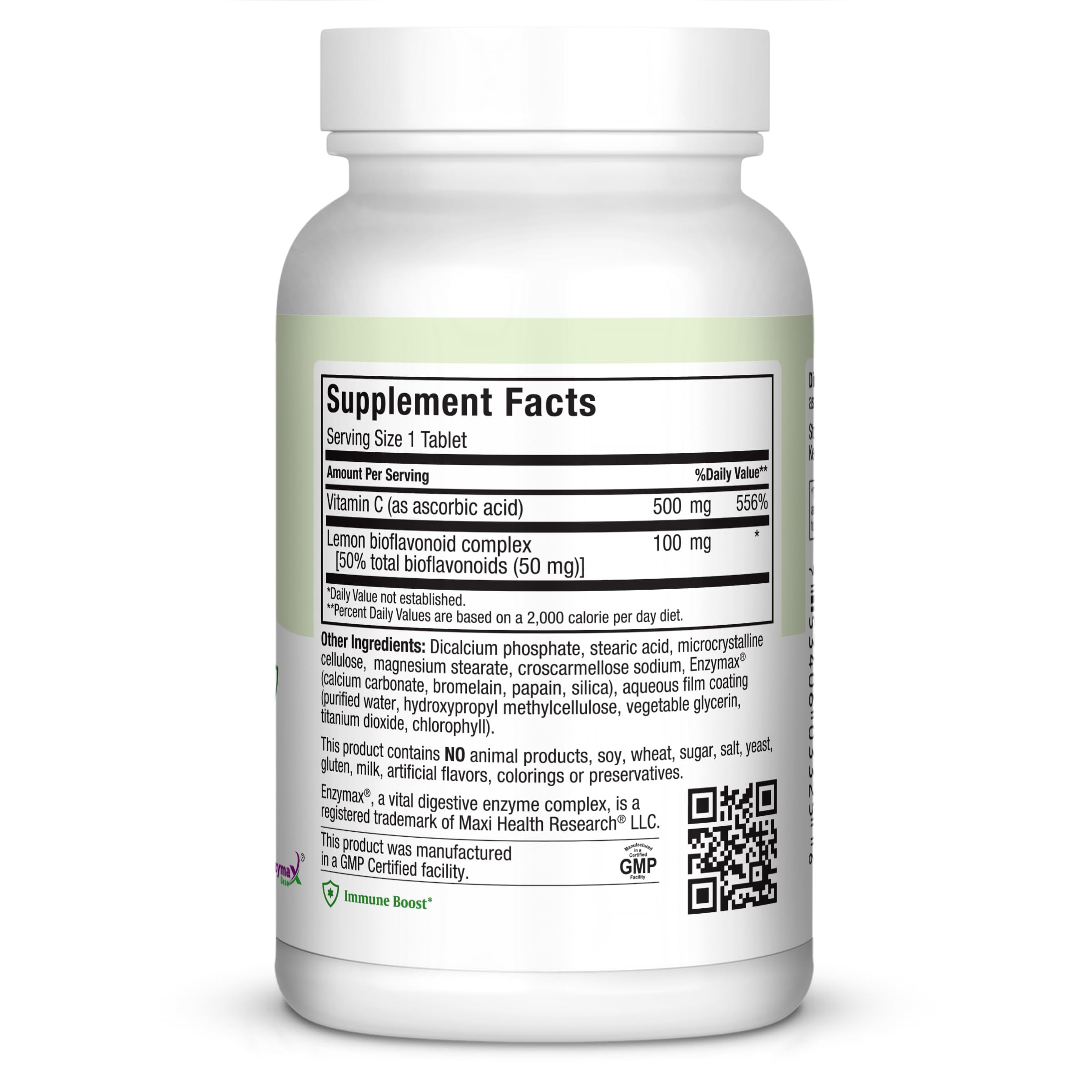 Maxi Health Max-C 500 bottle-label featuring lemon bioflavonoids complex