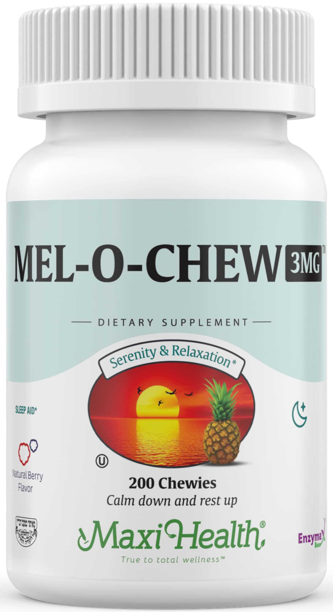 Maxi Health Mel-O-Chew box front highlighting 3 mg melatonin for sleep support