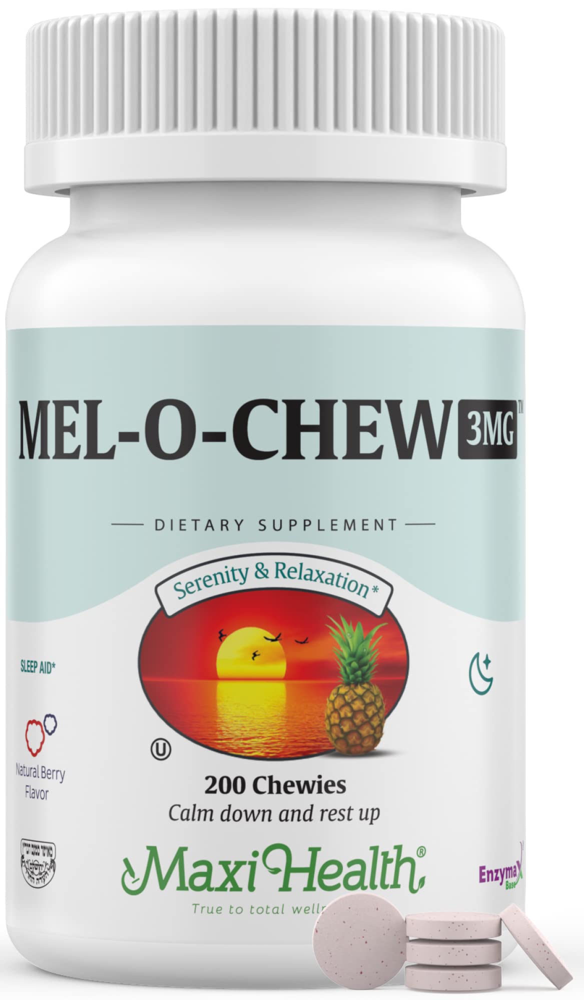 Maxi Health Mel-O-Chew for teens and adults on a nightstand