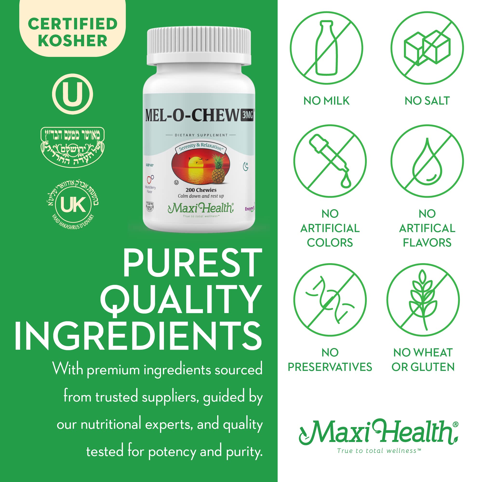 Maxi Health Mel-O-Chew packaging tamper-evident for freshness and safety