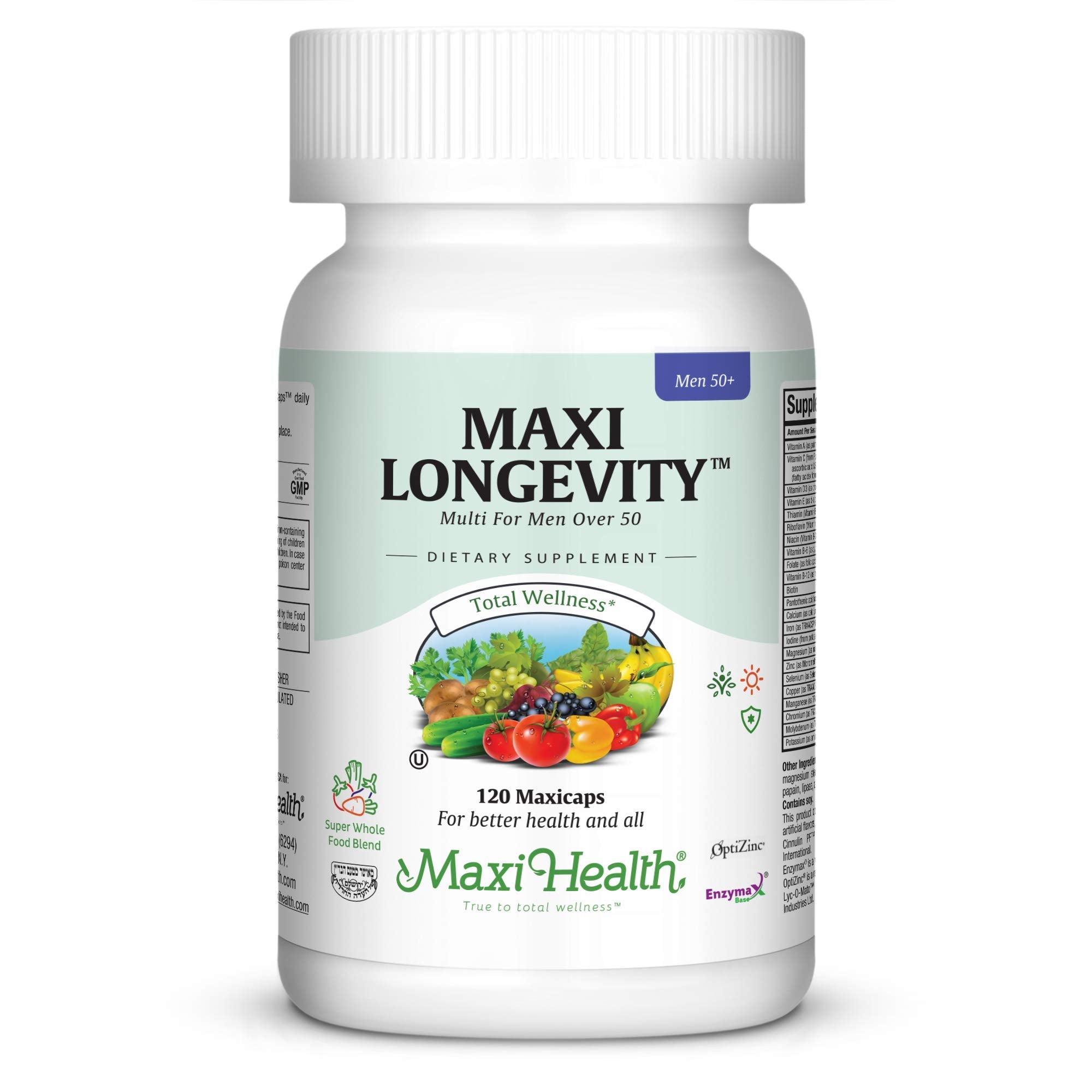 Maxi Health Mens Multivitamin 50 Plus bottle close-up for daily energy support