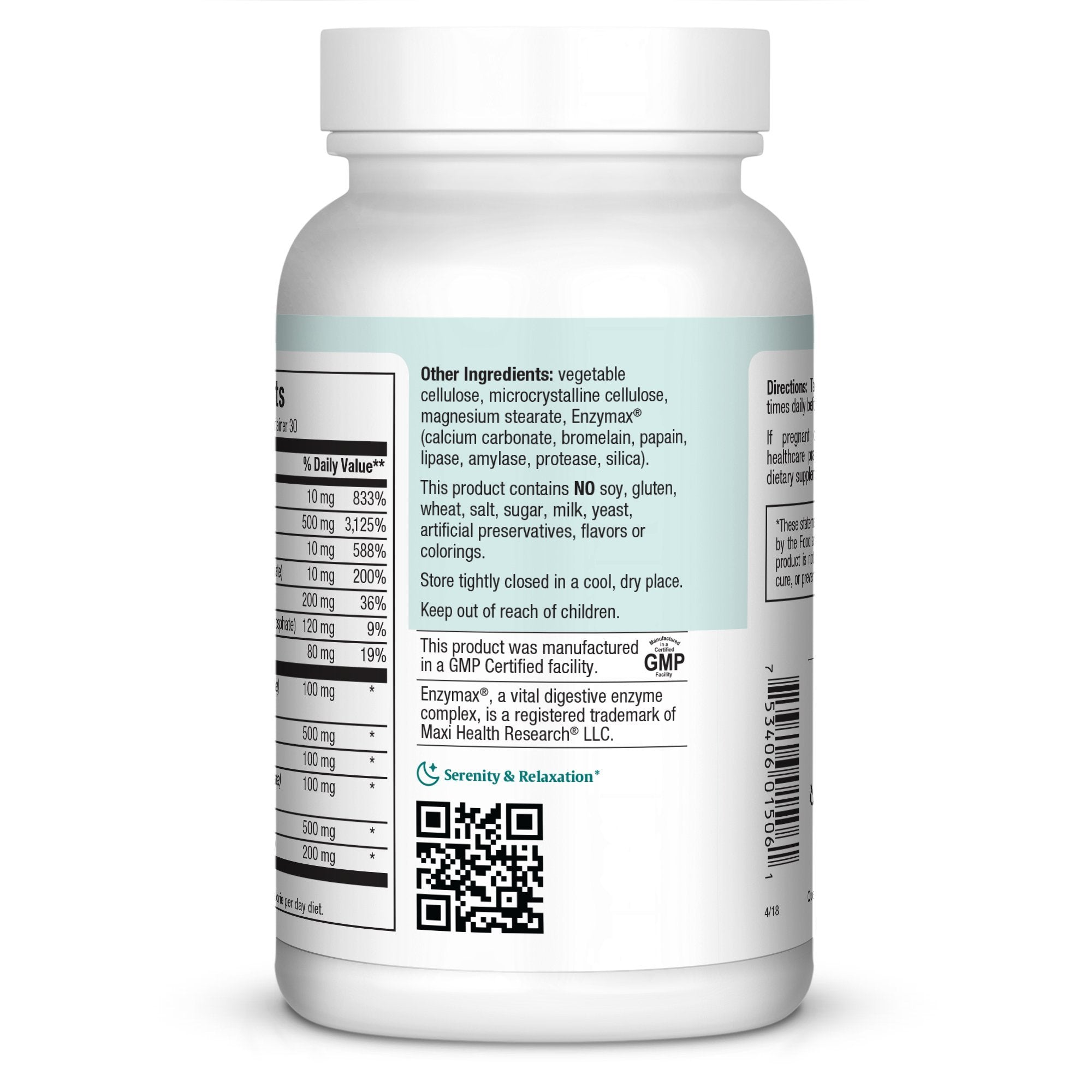 Maxi Health Mood Support label highlights non-addictive mood balance.