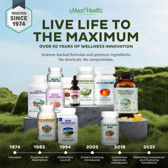 Maxi Health Men's Multivitamin dosage closeup notes 90 capsules for daily use.