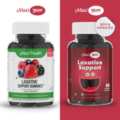 Kid-friendly Maxi Health gummies packaging with vegan and non-GMO notes