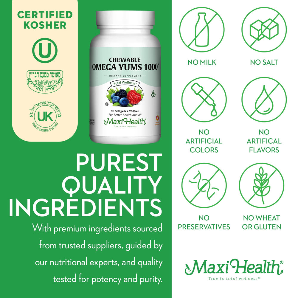 Maxi Health Omega Yums 1000 heart-support EPA/DHA may support heart health.