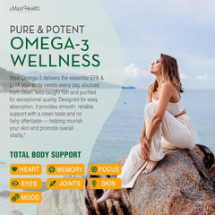 Maxi Health Omega 3 burpless softgels with no fishy aftertaste.