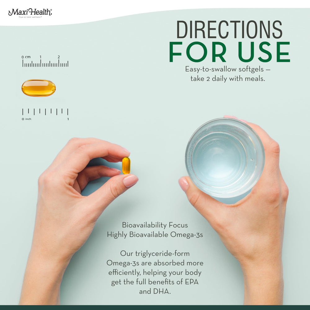 Maxi Health Omega 3 sustainably sourced from anchovies and sardines.