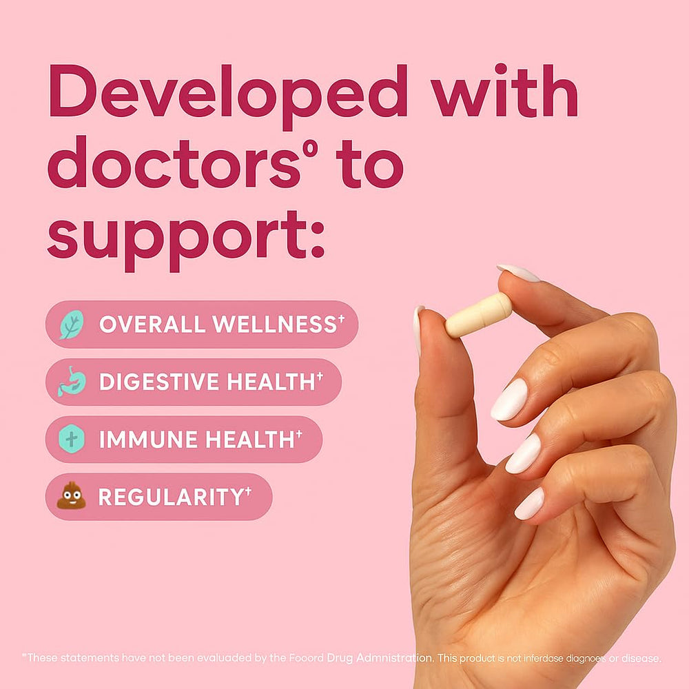 Maxi Health probiotic ingredients close-up showing Lactobacillus Acidophilus and Bifidobacterium strains for gut balance