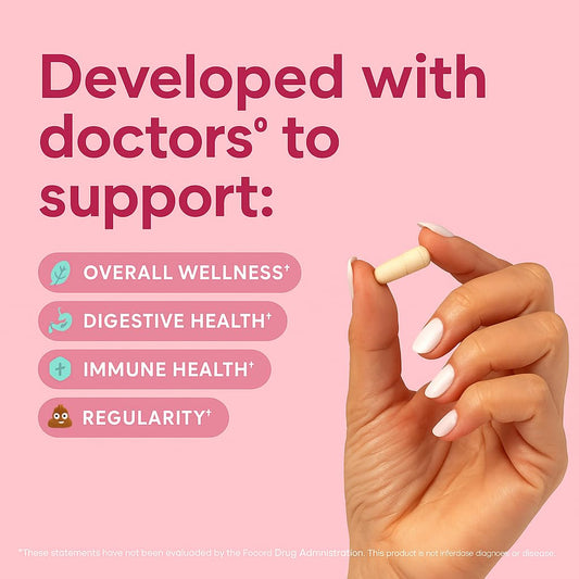Maxi Health probiotic ingredients close-up showing Lactobacillus Acidophilus and Bifidobacterium strains for gut balance
