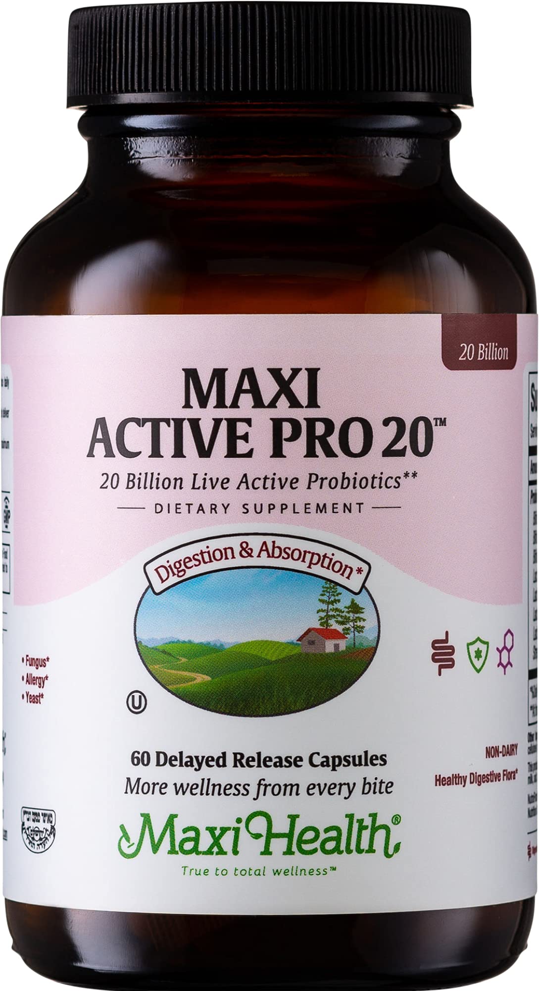 Maxi Health Probiotics bottle with 15 strains supports daily gut balance