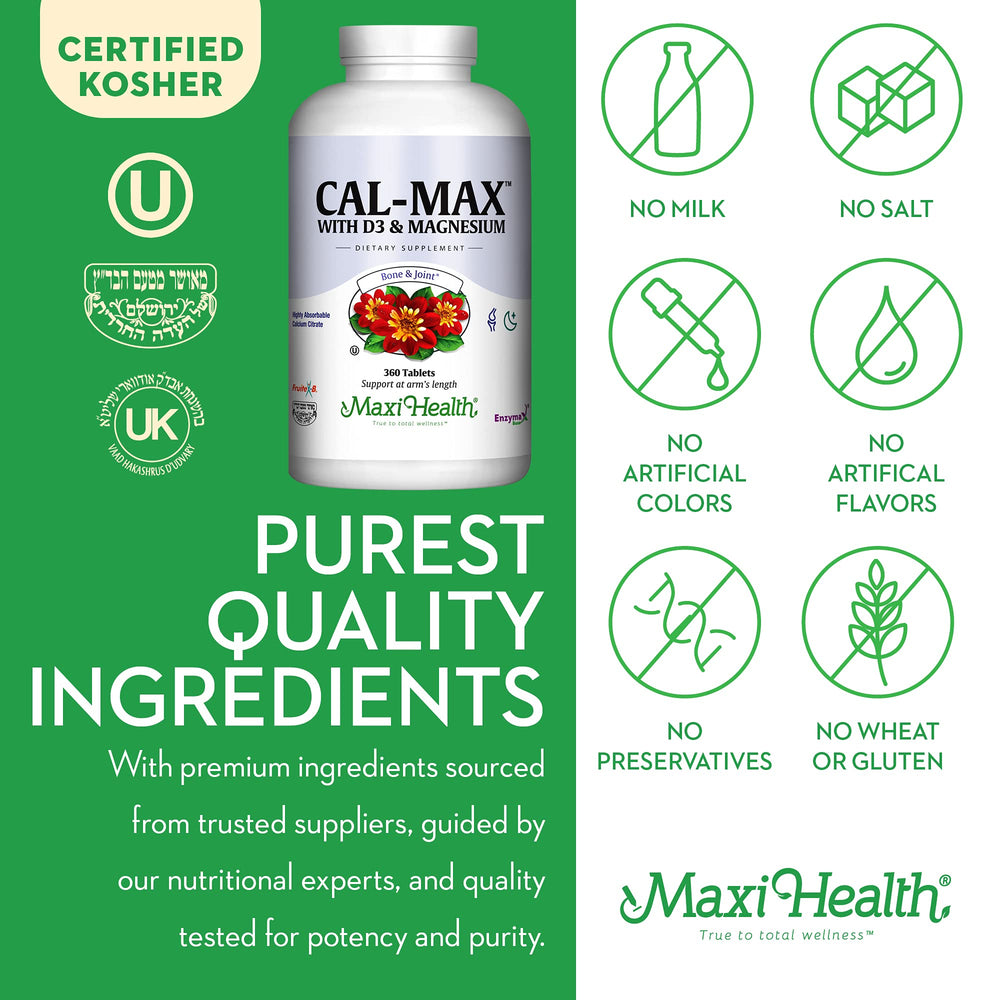 Maxi Health pure ingredients label indicating clean formulation