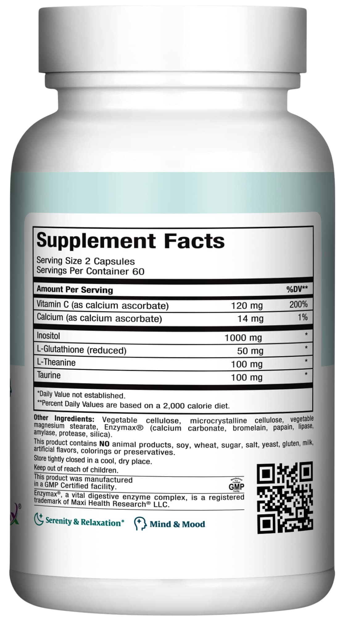 Maxi Health Relax to The Max capsules close-up highlighting calming ingredients.