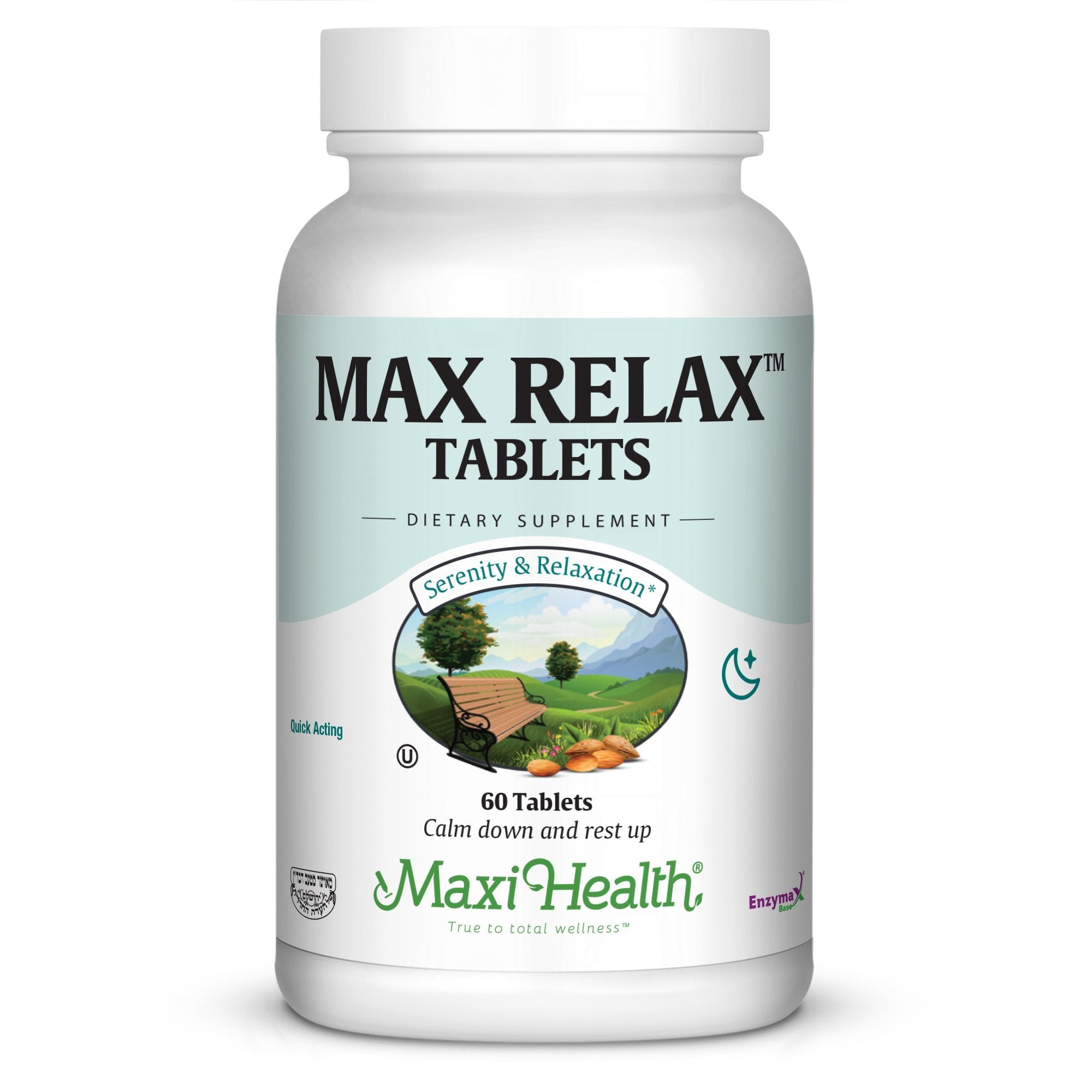 Maxi Health Stress Relief bottle shows a natural mood support for daily balance.