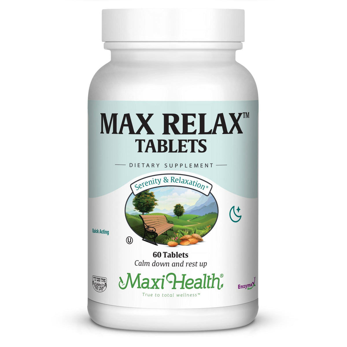 Maxi Health Stress Relief bottle shows a natural mood support for daily balance.