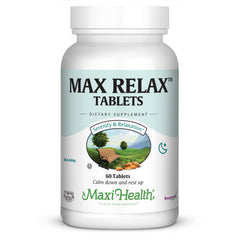 Maxi Health Stress Relief bottle shows a natural mood support for daily balance.