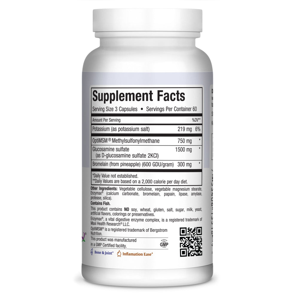 Maxi Health Super Glucosamine capsules being poured for daily joint comfort