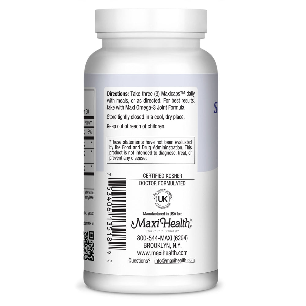 Maxi Health Super Glucosamine ingredients label highlighting MSM and potassium