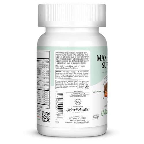 Maxi Health Supreme Betaine HCl and CoQ10 information panel emphasizes energy support