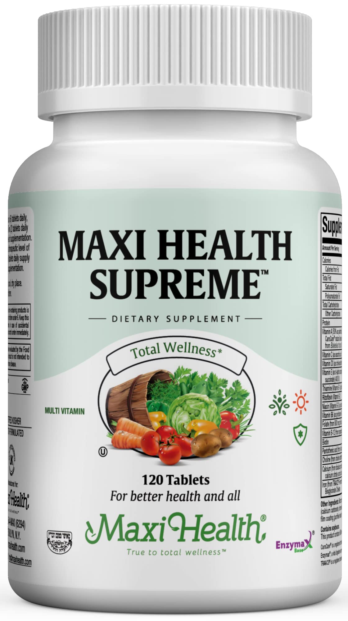 Maxi Health Supreme daily multi bottle front showing label for vitality and immune support