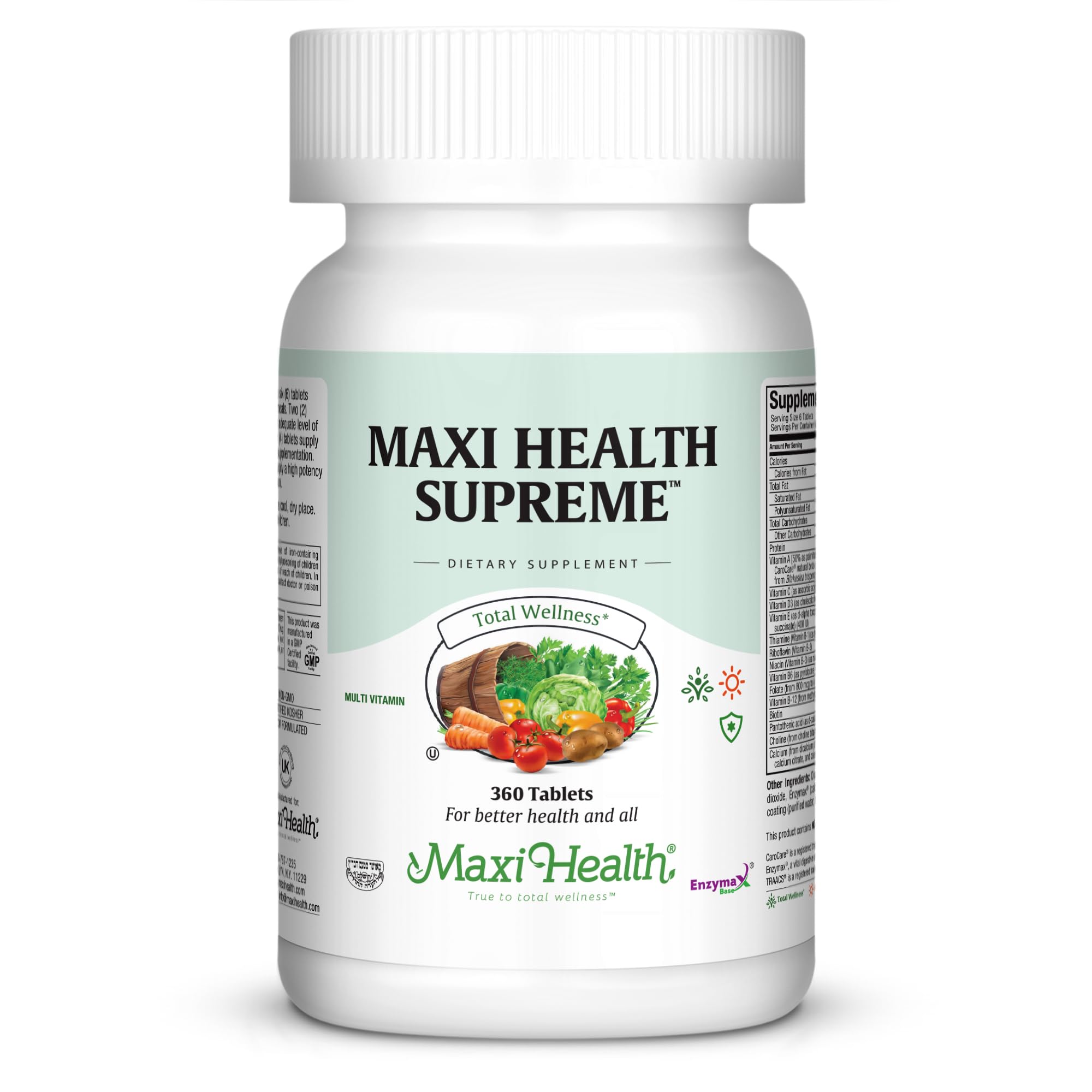Maxi Health Supreme multivitamin bottle for daily wellness and energy support