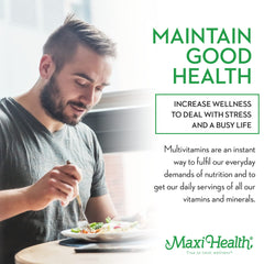 Supplement facts panel for Maxi Health Supreme showing 23 essential nutrients
