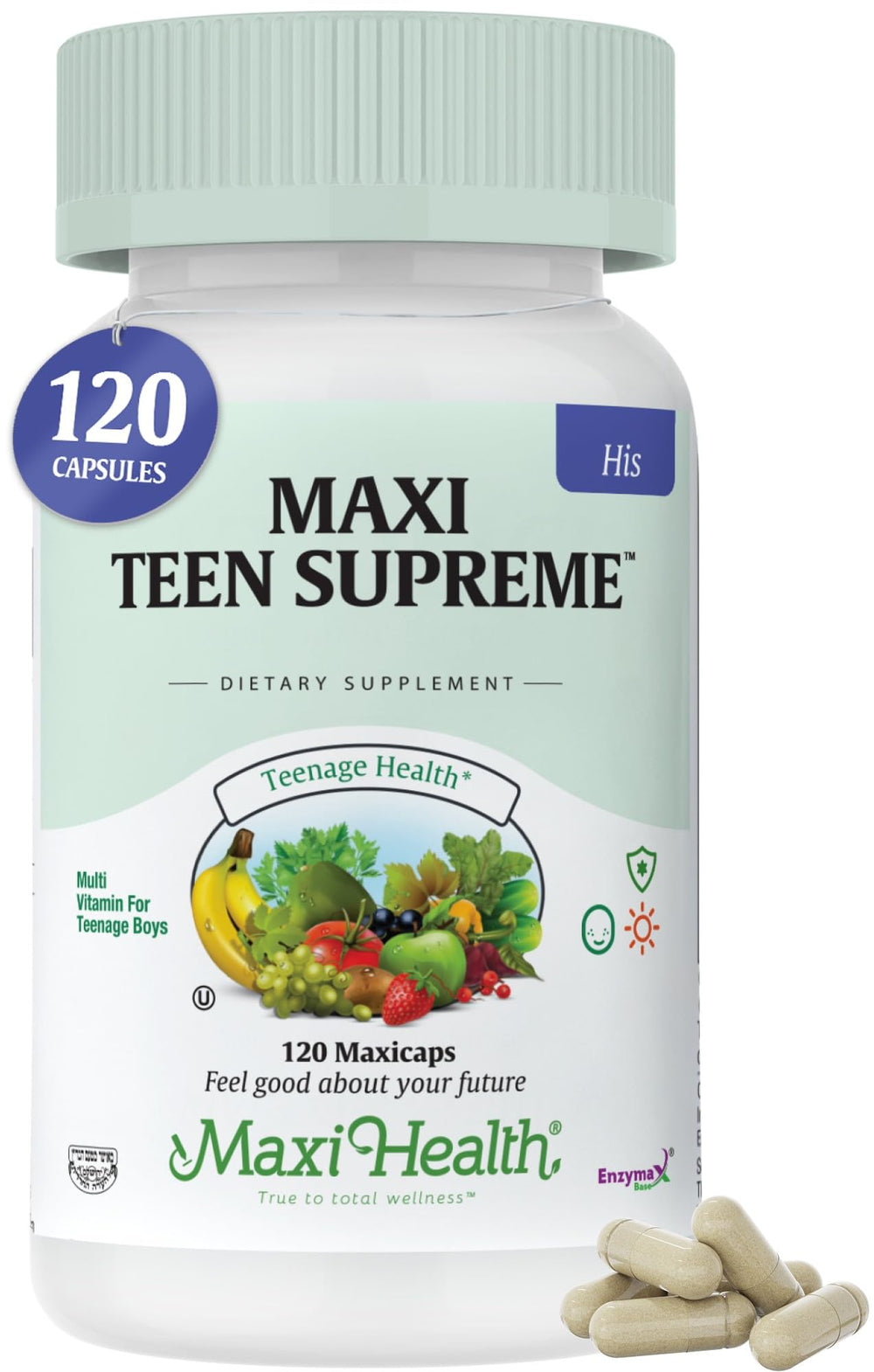 Maxi Health teen vitamins bottle for daily growth support