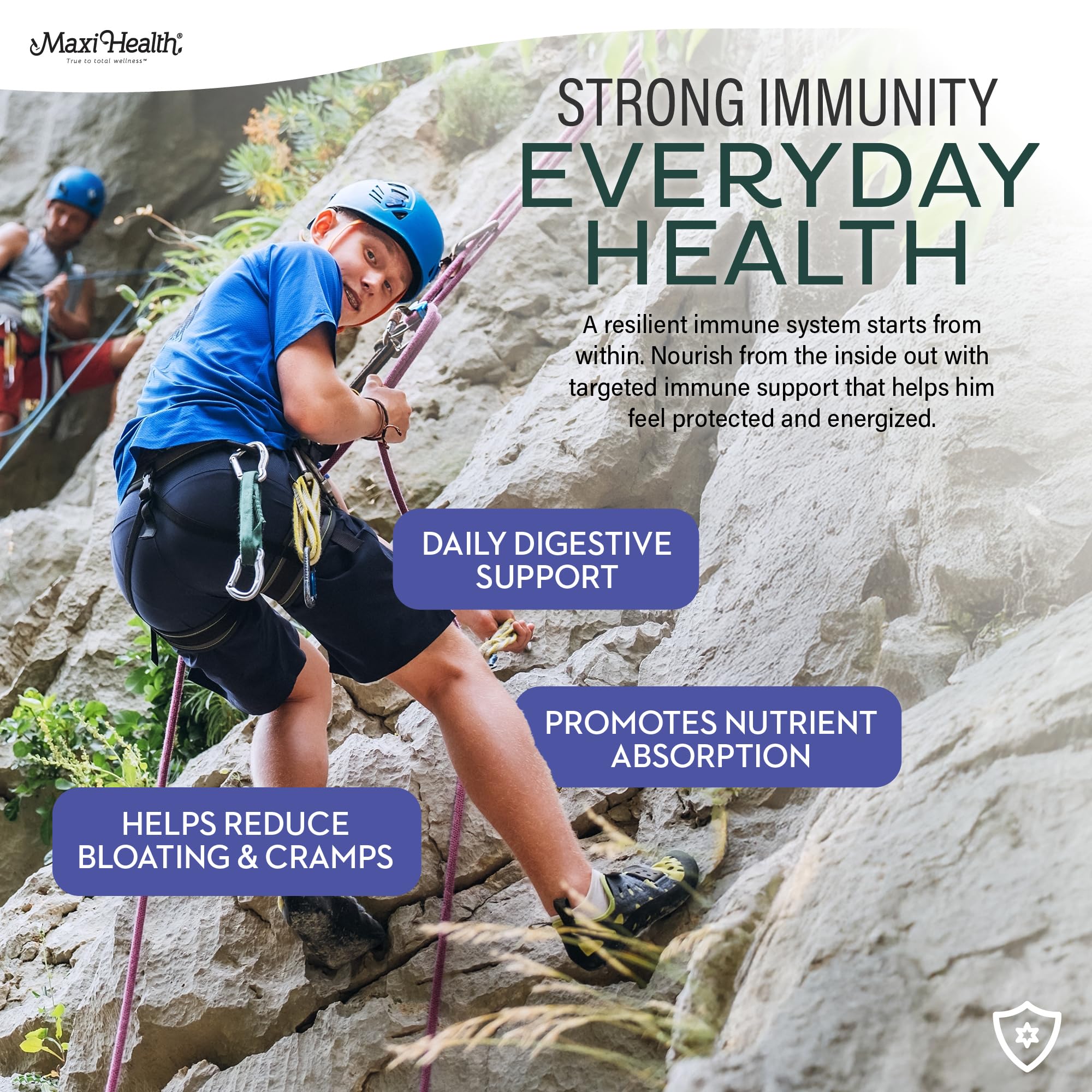 Maxi Health teen vitamins immune-support profile promoted on label
