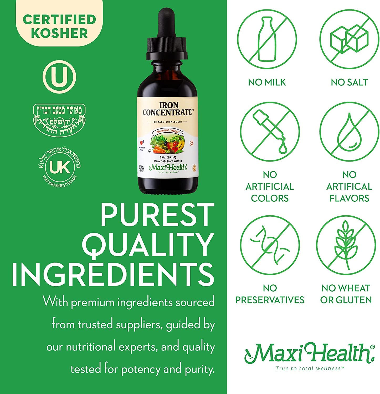Maxi Health vegan-friendly liquid iron for plant-based diets