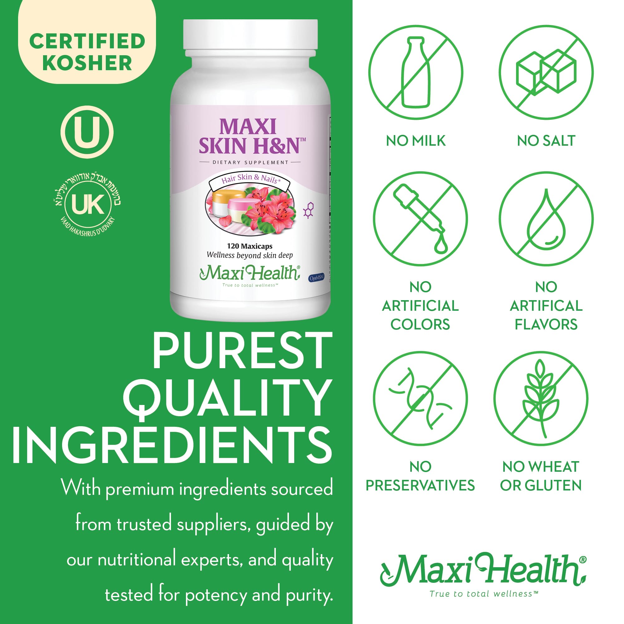 A user taking a Maxi Health vitamin capsule during daily routine.