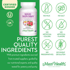 A user taking a Maxi Health vitamin capsule during daily routine.