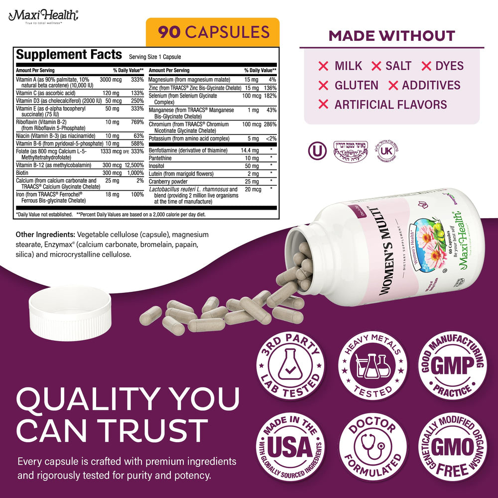 Maxi Health bottle with spoon shows convenient daily dosing for routines.