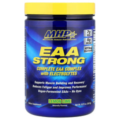 Maximum Human Performance MHP EAA Strong bottle pour shows lemon-lime hydration for workouts