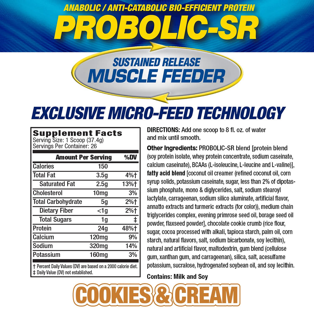 PROBOLIC-SR bottle poured into a shaker for post-workout fueling.
