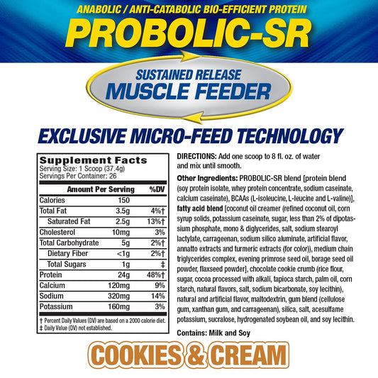 PROBOLIC-SR bottle poured into a shaker for post-workout fueling.