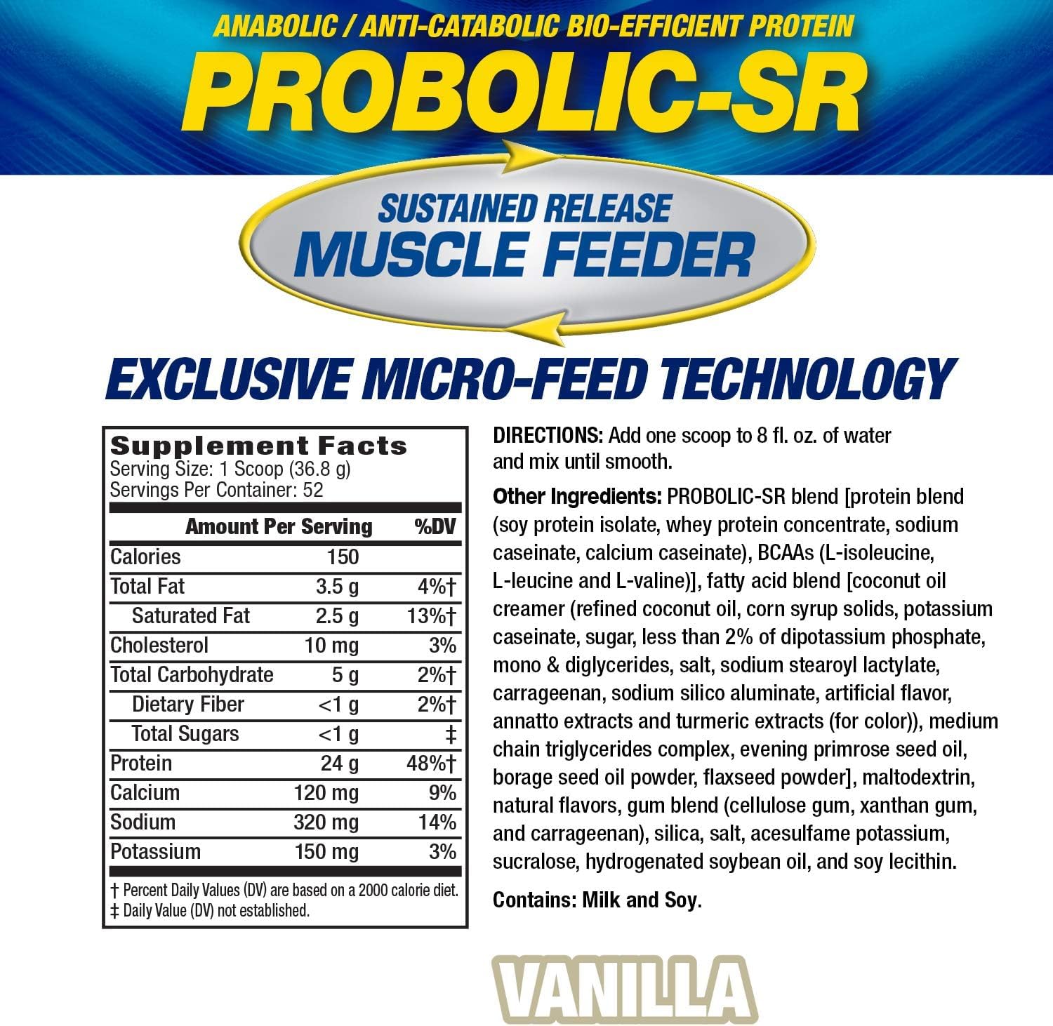 Maximum Human Performance Probolic-SR label closeup highlights multi-phase release benefits.